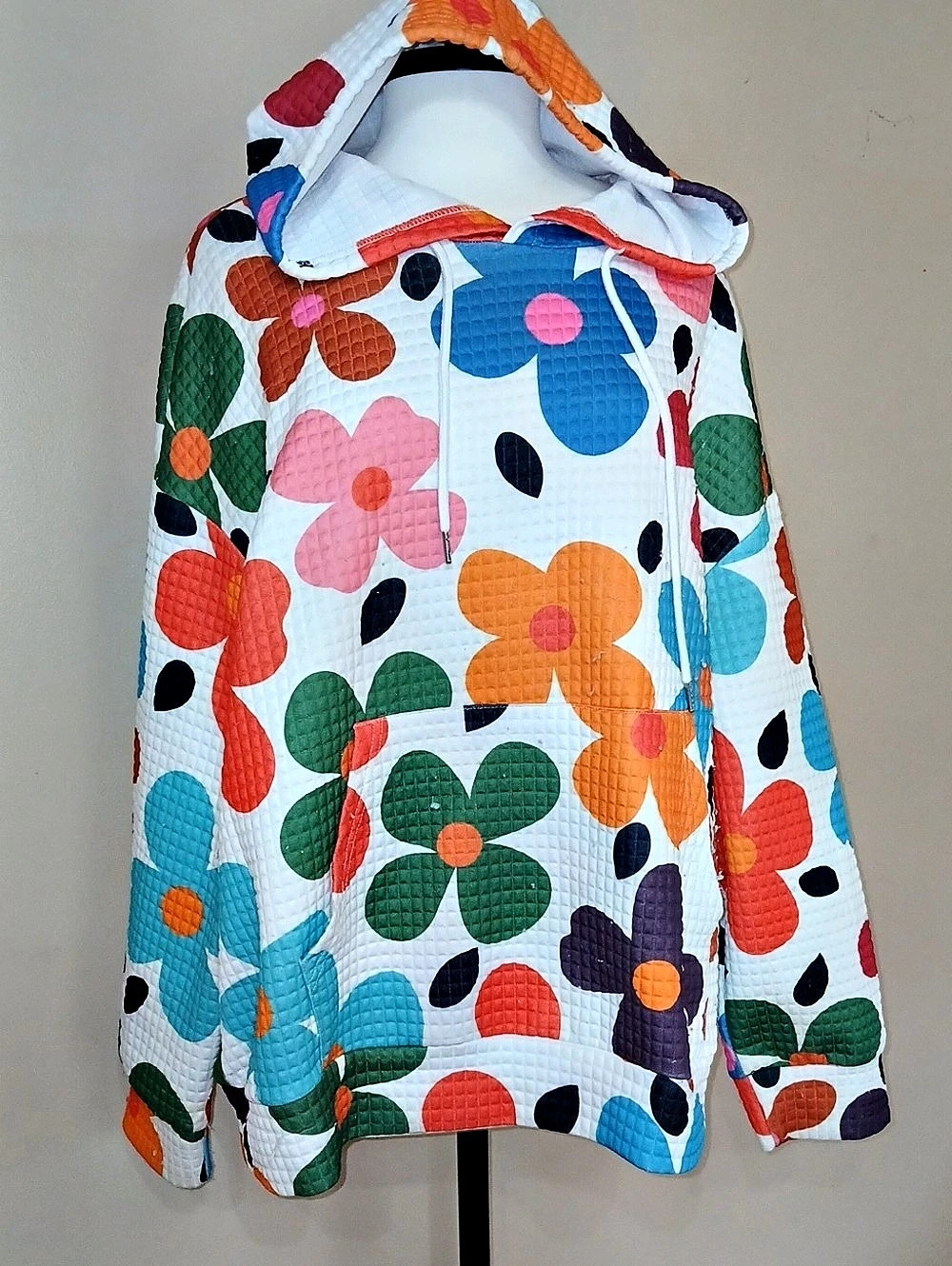 Floral Hooded Jacket in White & Multicolor